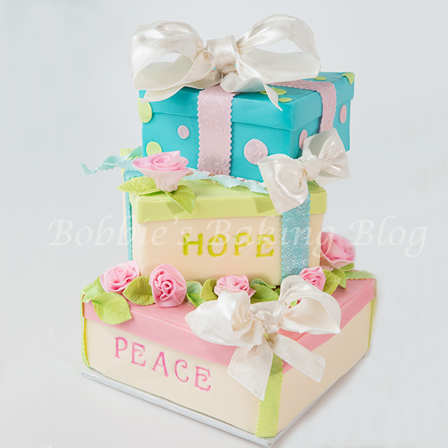 Whimsical New Year 2014 Gift Box Cake