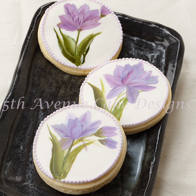 Parrot Tulip Painted on a Sugar Cookie