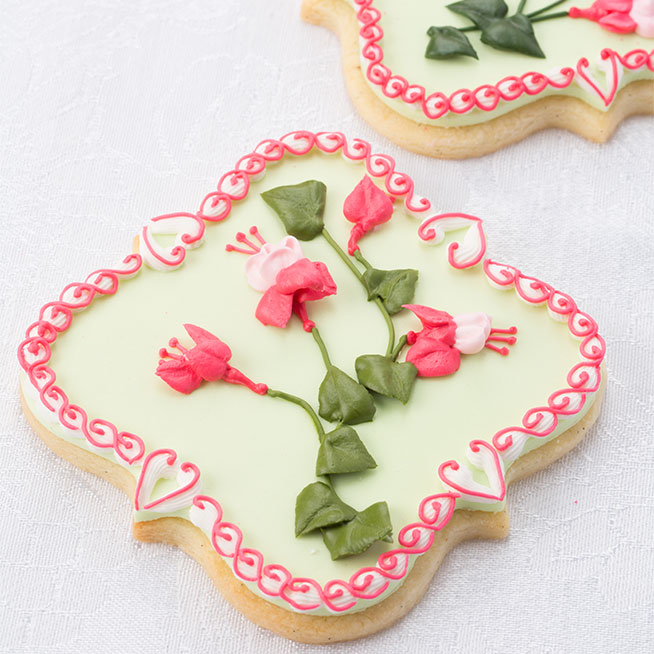Lovely Royal Icing Fuchsia Flower Spray Cookies