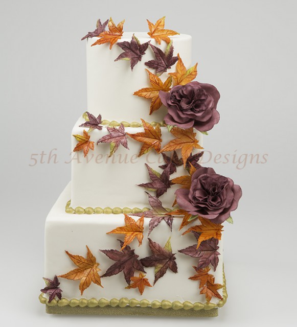 How to Create an Autumn Flower Paste Maple Leaf Cake | 5thavenuecakedesigns