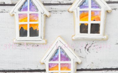 Watercolor Sunset Window Scene Cookies