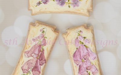 Vintage Foxglove Flower Cookies with a Stucco Background Set