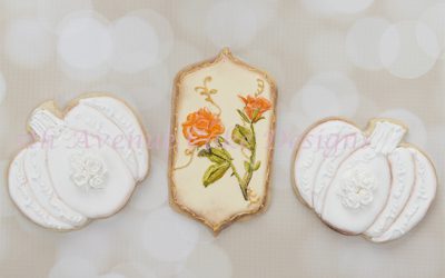 Vintage Autumn Cookie Set with Pumpkins and Roses