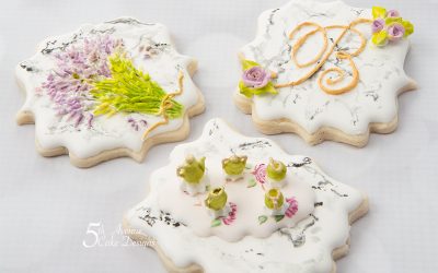 Dimensional  Royal Icing Stone Marble Cookie Art 🍵🌿💐