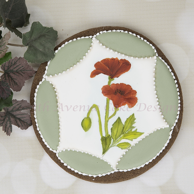 Hand Painted Poppy Spray Cookie
