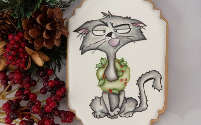 Hand Painted Christmas Cat Cookie Art Lesson 🐱🎁❄️