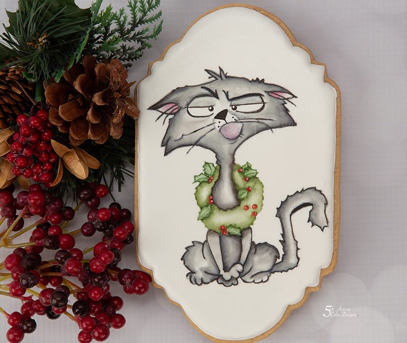 Hand Painted Christmas Cat Cookie Art Lesson 🐱🎁❄️