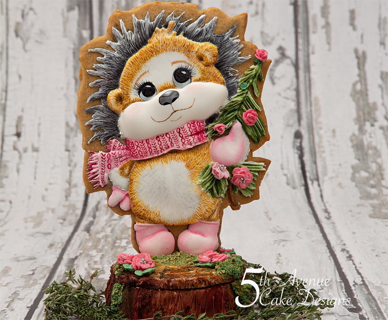 Helen the Valentine Hedgehog on a Tree Trunk Cookie Box
