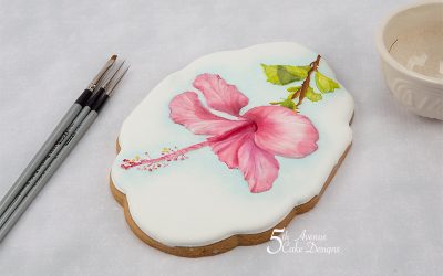 Dimensional Watercolor Hibiscus Flower Cookie Art  Lesson 🌺🍃🎥