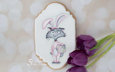 Dimensional Watercolor Cartoon Grouchy the Easter Cat Class🐰😾🖌️