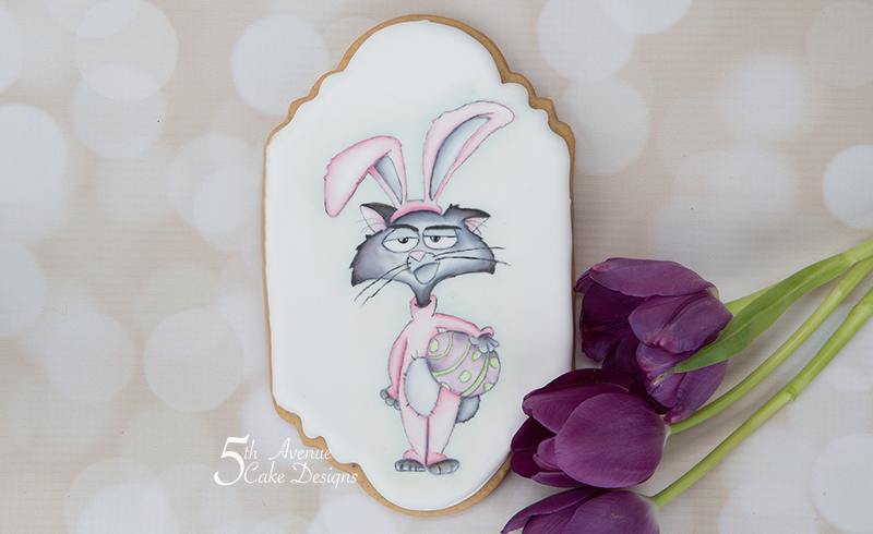 Dimensional Watercolor Cartoon Grouchy the Easter Cat Class🐰😾🖌️