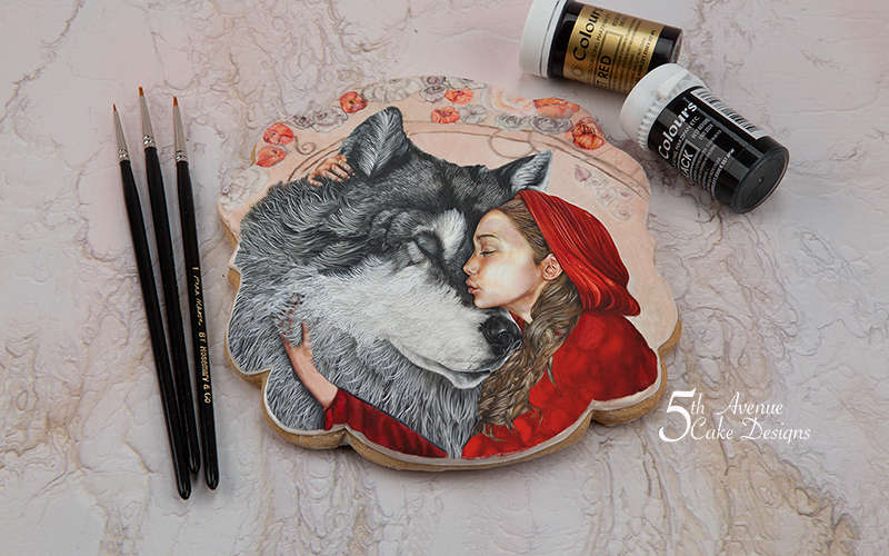 Dimensional Watercolor Little Red Riding Hood | Fairytale Cookie Art Class 🐺☃️🎁