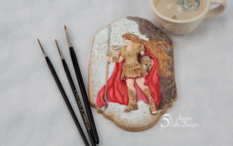 Athena Goddess of War in  3-D Watercolor Mini Cookie Art Class ⚔️🦉